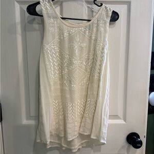 Lucky Brand Cream Embroidered Tank Top